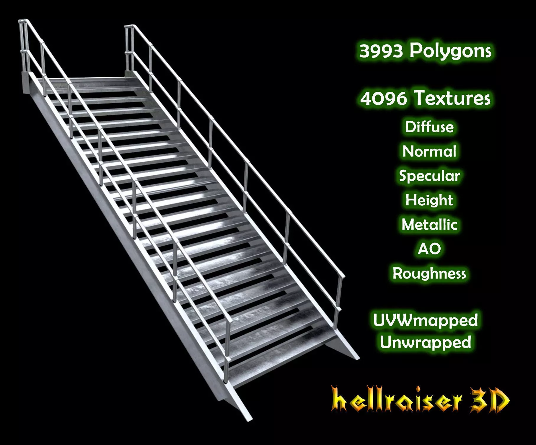 Metal Stairs - PBR - Textured Low-poly 3D model_0