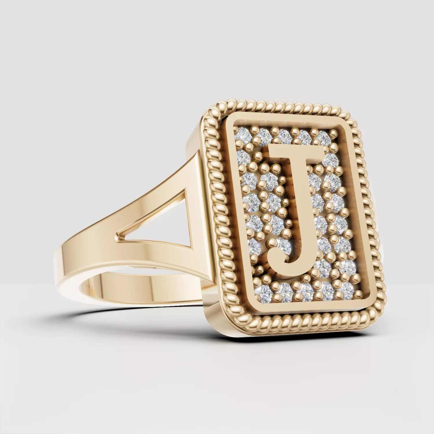 J Monogram Pinky Signet Ring 3D print model