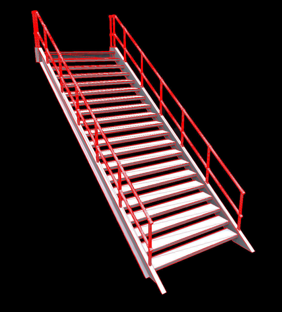 Metal Stairs Low-poly 3D model_5