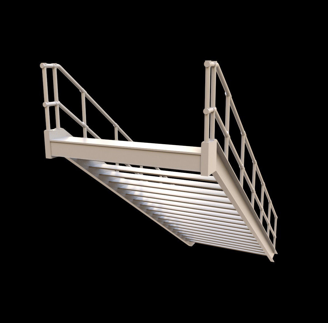 Metal Stairs Low-poly 3D model_4