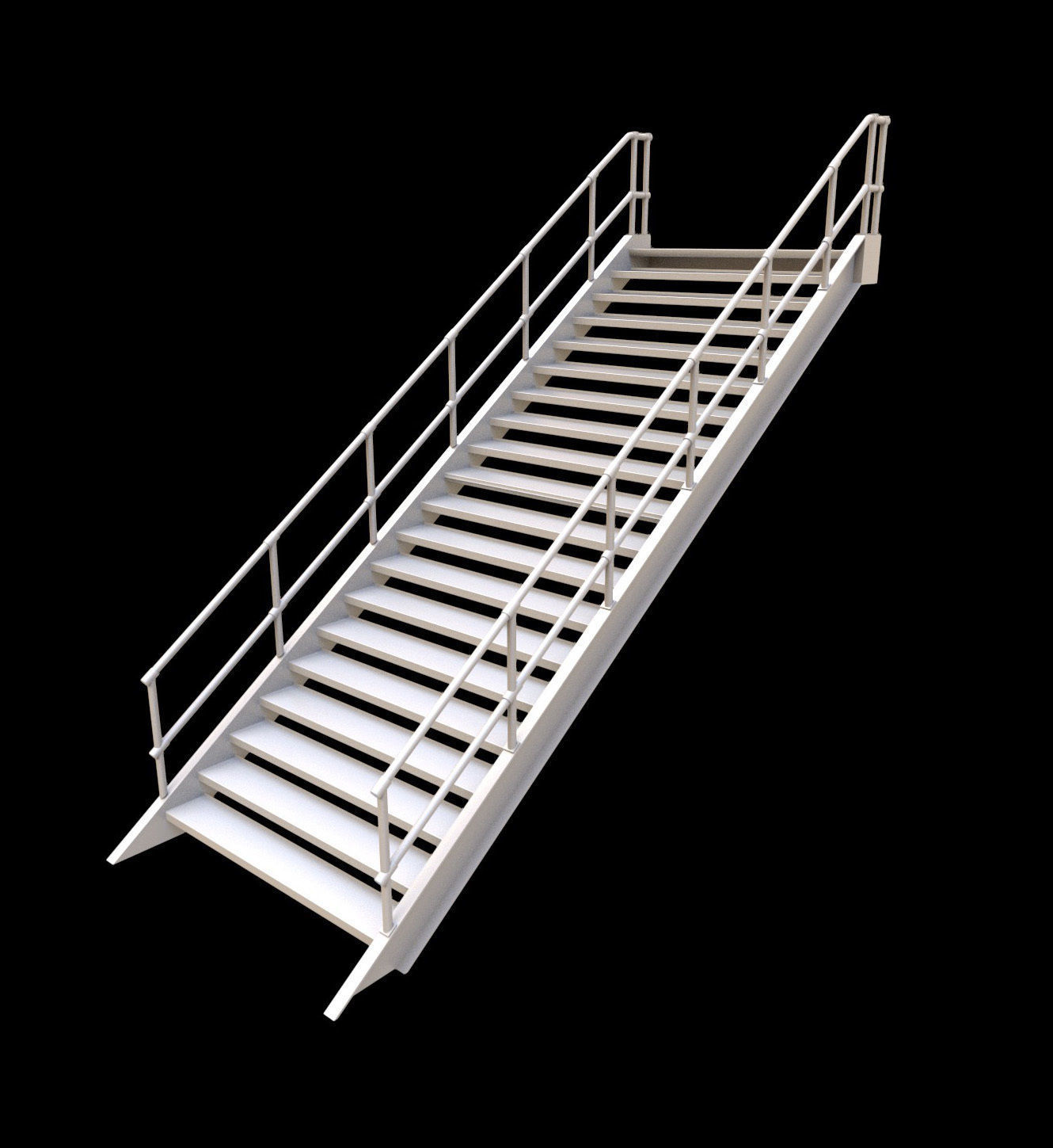 Metal Stairs Low-poly 3D model_2