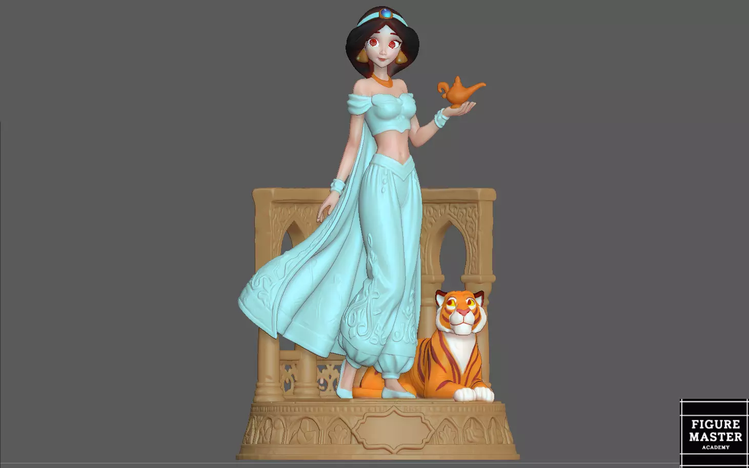 JASMINE PRINCESS STATUE WITH BASE ALADDIN DISNEY ANIME 3D print model