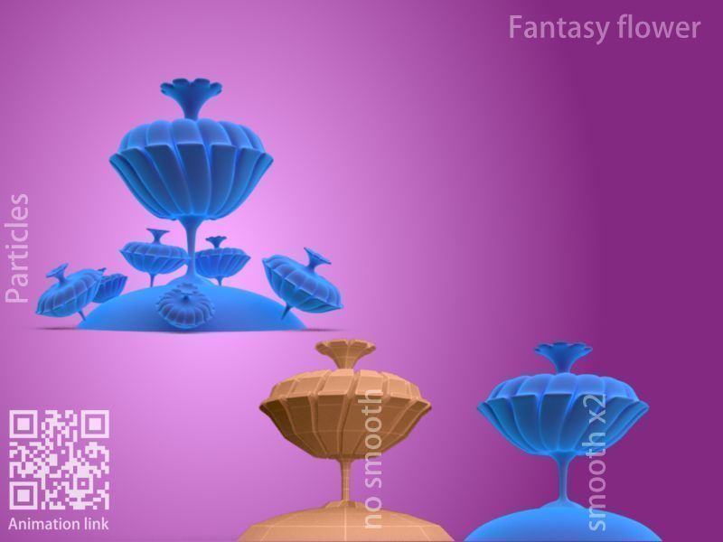 Fantasy flower Low-poly 3D model_6
