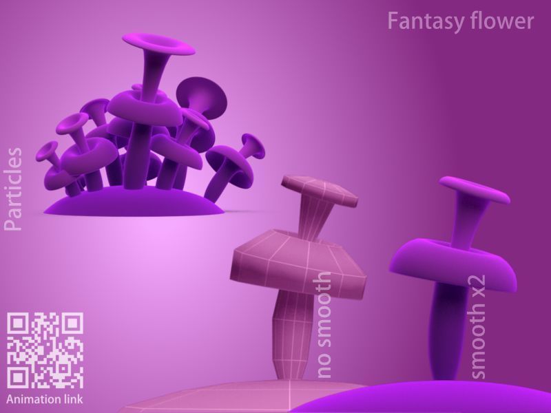 Fantasy flower Low-poly 3D model_3