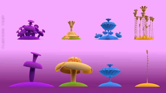 Fantasy flower Low-poly 3D model