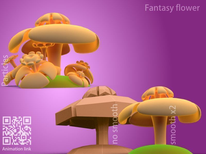 Fantasy flower Low-poly 3D model_4