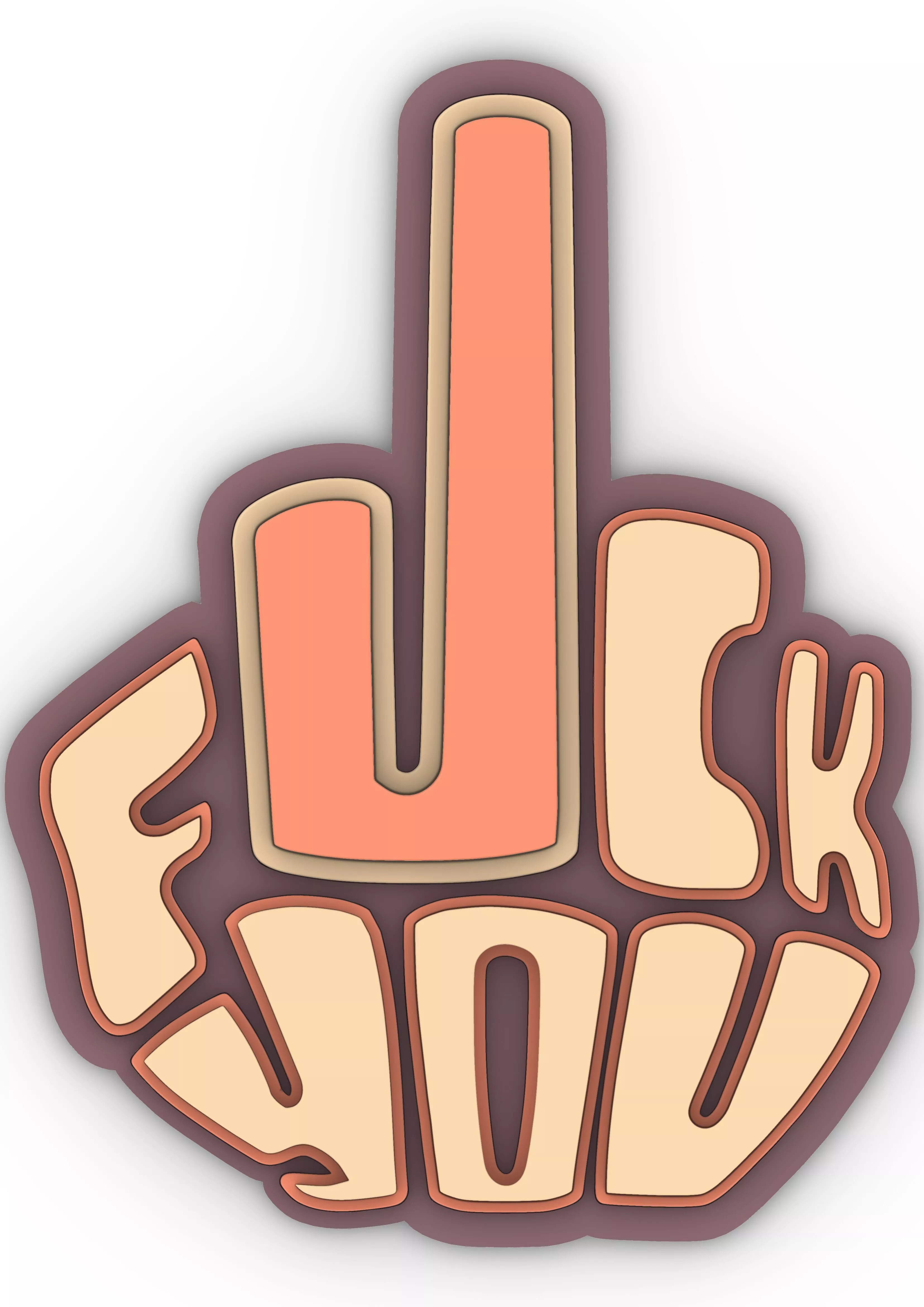 Logo Fck You Hand Keychain 3D print model