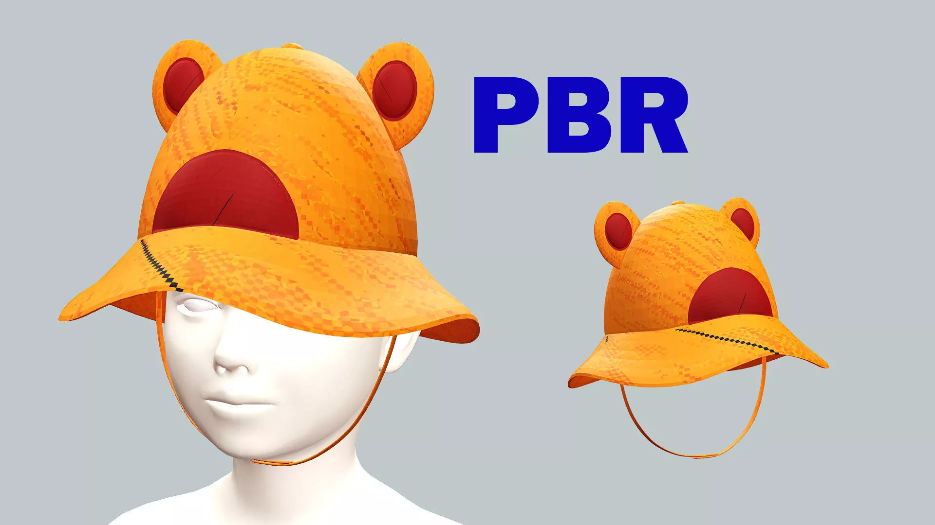 Kids Cartoon Bear Hat Fedora Orange-Red Low Poly 3D Model Low-poly 3D model