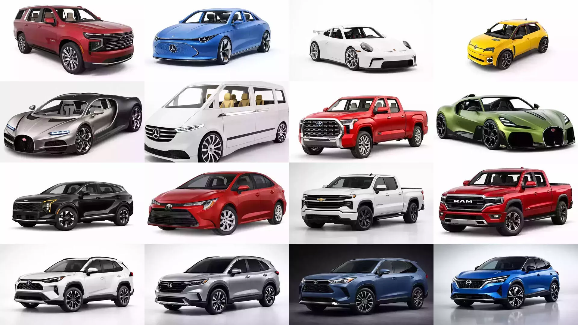 2026 model Cars Pack 45 Modern Car SUV Pickup Collection