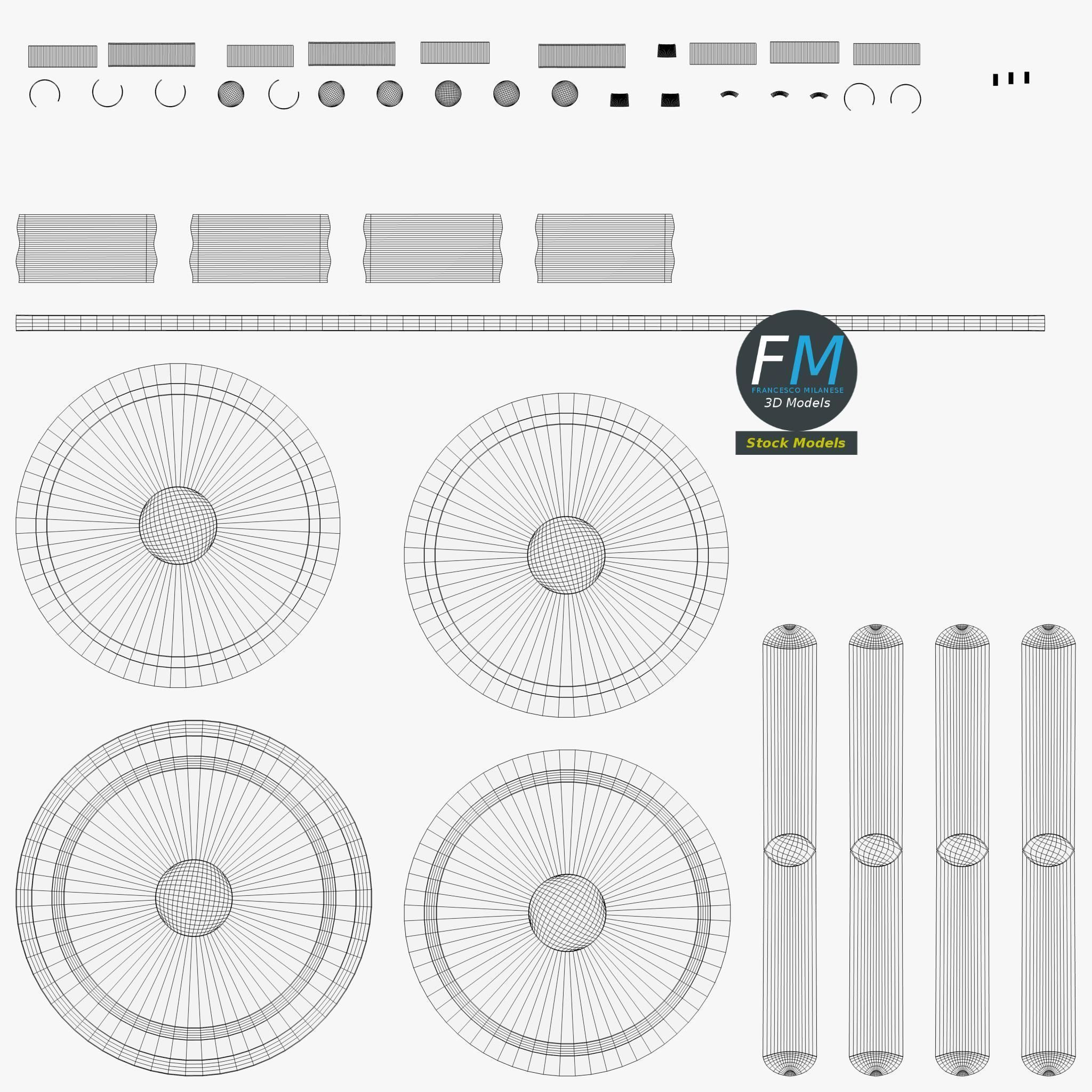 Wooden circular side table 3D model_11