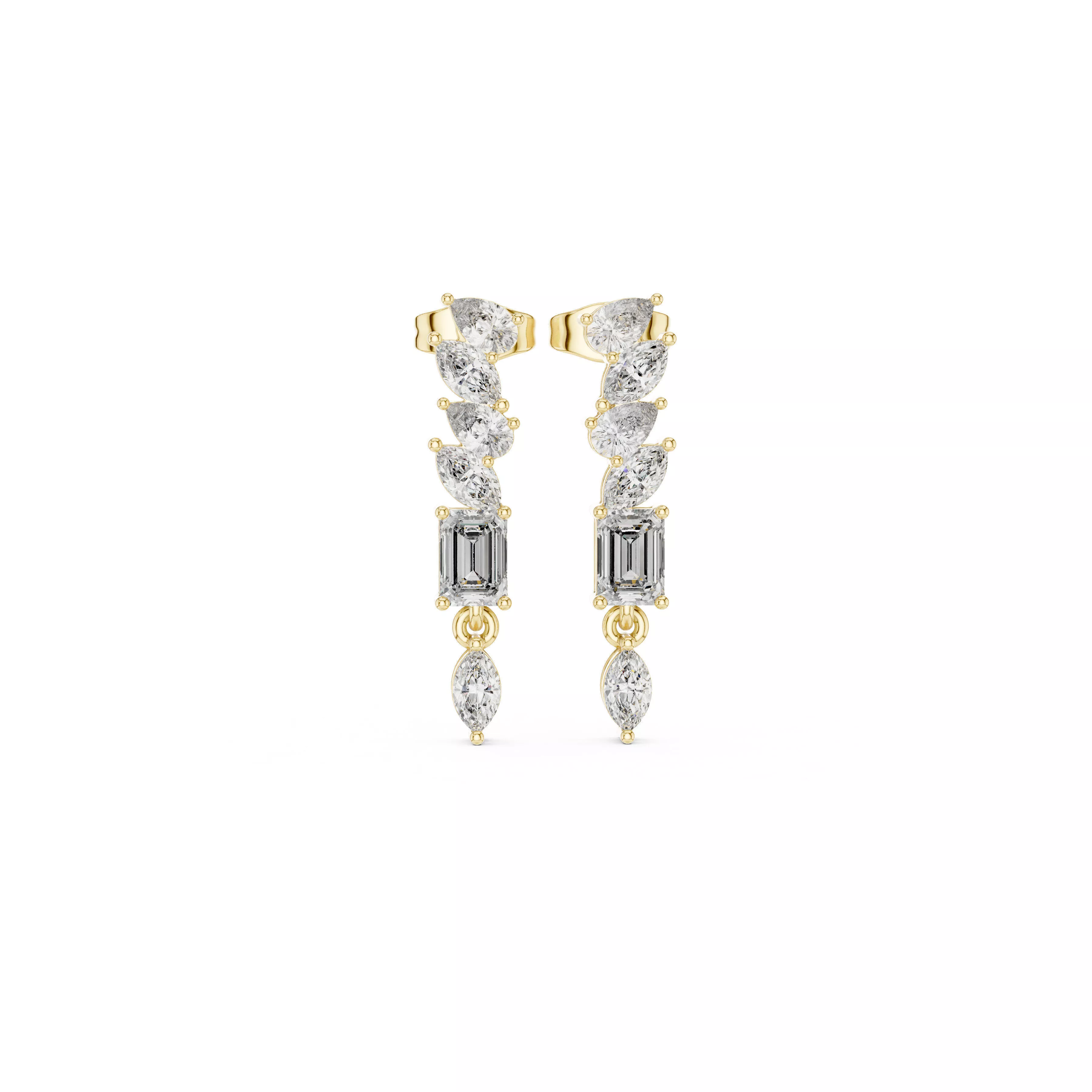 Luxury Emerald Marquise Diamond Drop Bridal Earrings 3D print model