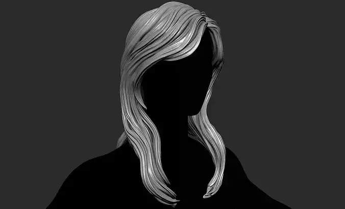 Long Female  3D Hair Model OBJ STL 3D print model