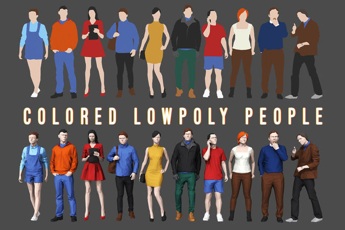 Colored Lowpoly People Low-poly 3D model