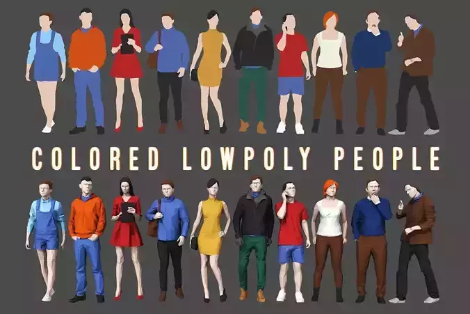 Colored Lowpoly People Low-poly 3D model