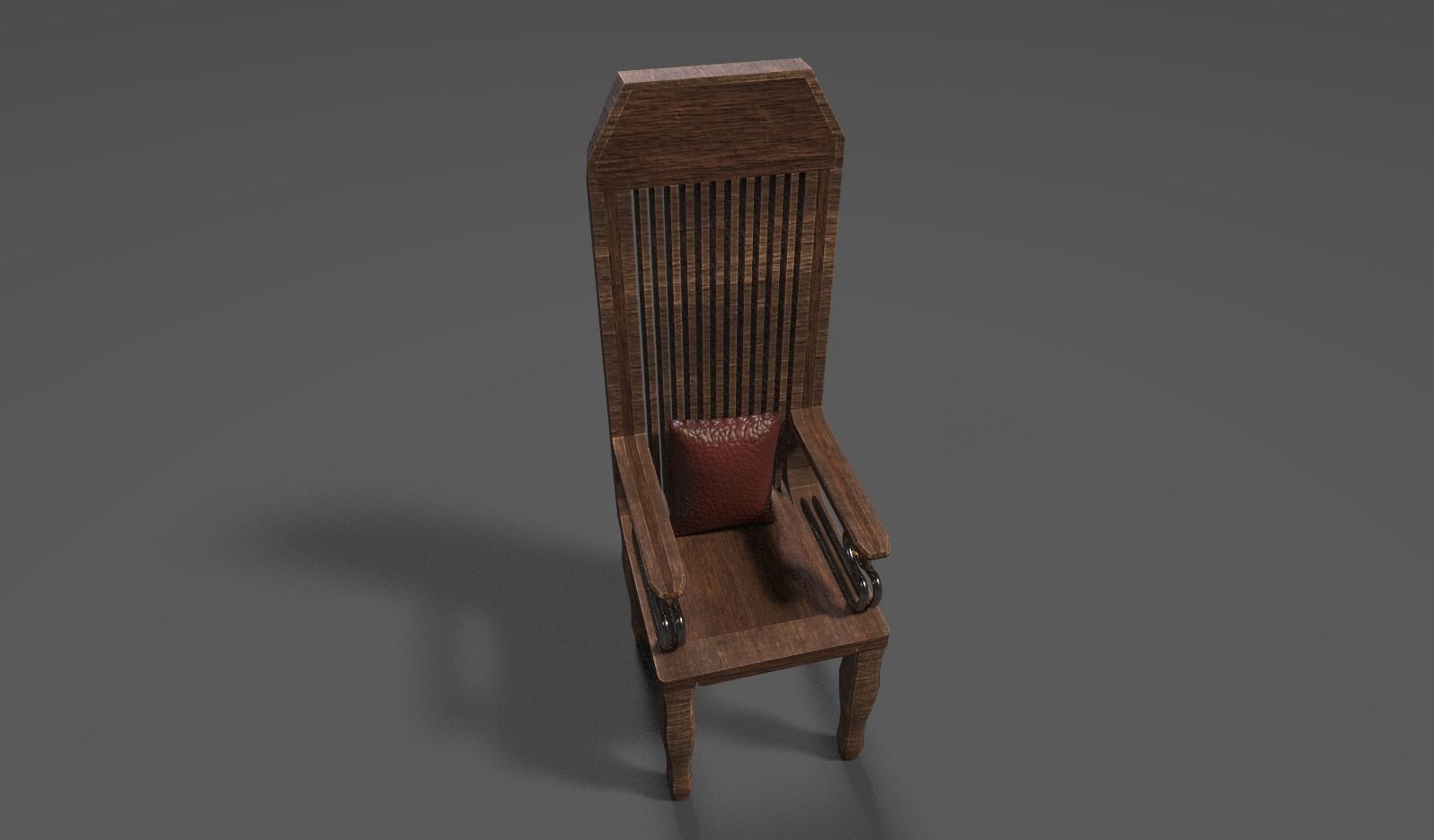 Wooden Throne Low-poly 3D model_2