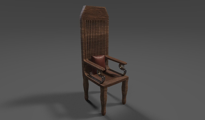Wooden Throne Low-poly 3D model