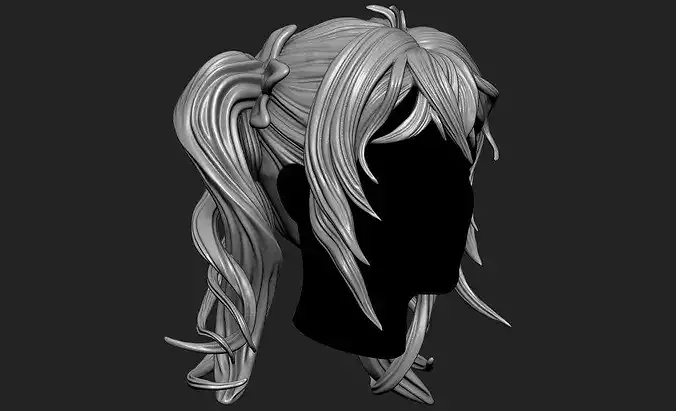 Fantasy Female 3D Hair Model OBJ STL 3D print model