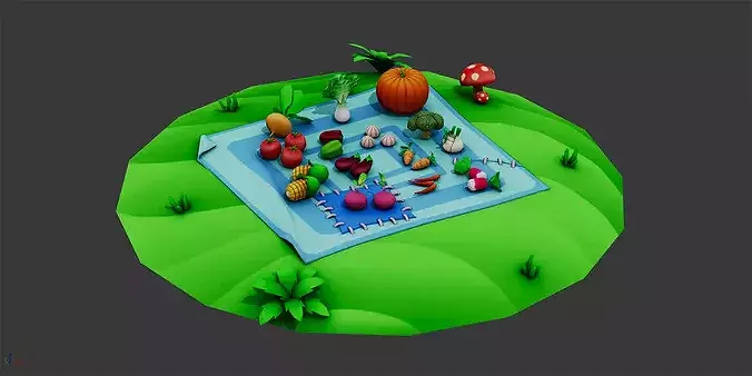 Vegetable garden asset pack Low-poly 3D model 2