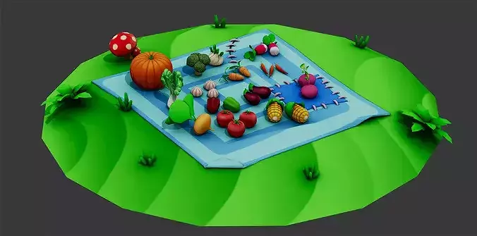 Vegetable garden asset pack Low-poly 3D model