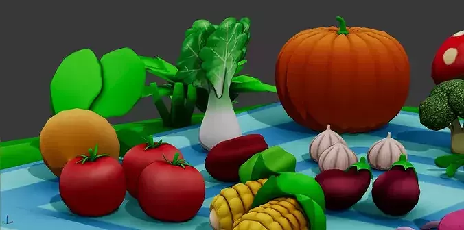 Vegetable garden asset pack Low-poly 3D model 7