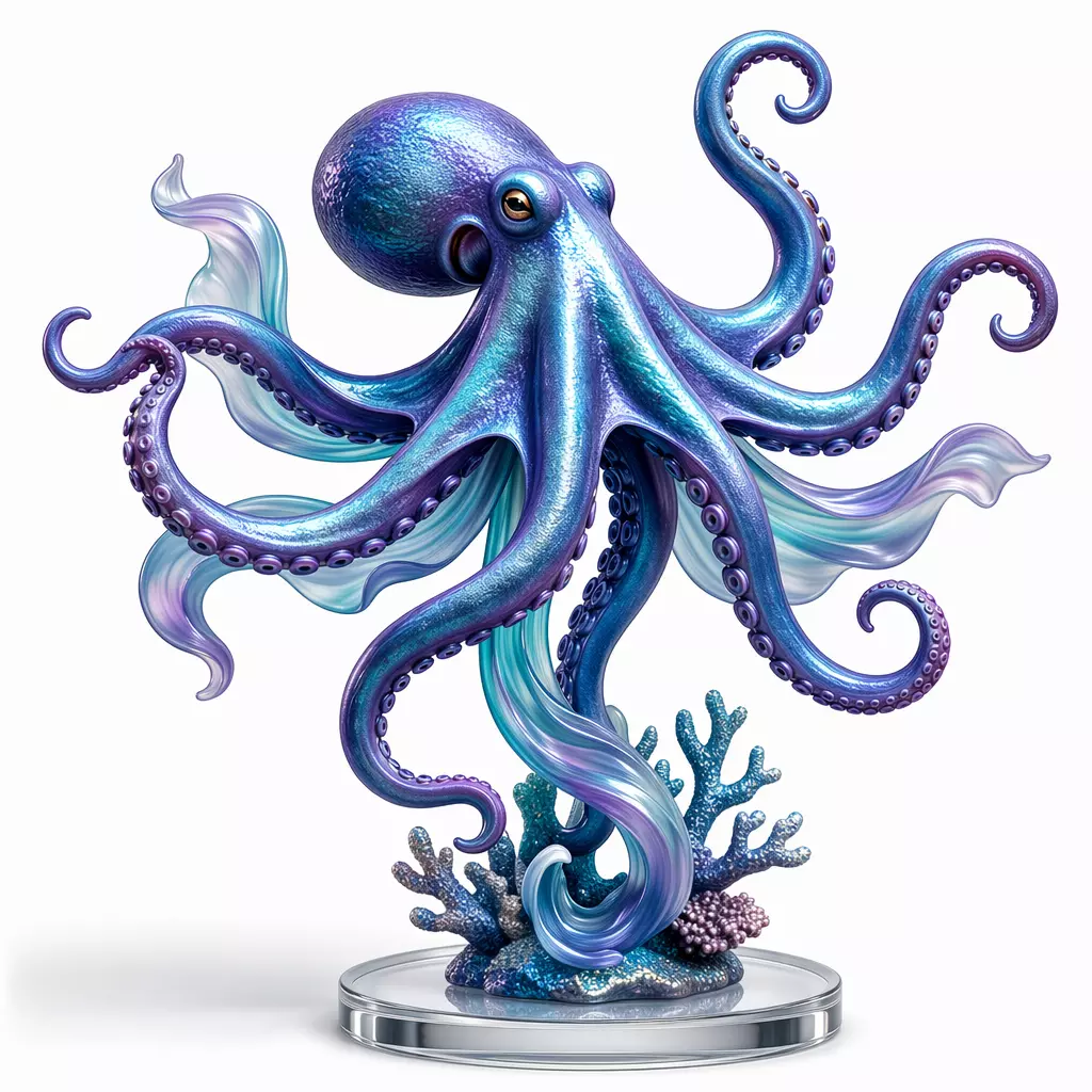Thalassic Oracle Elegant Octopus with Coral Base 3D Print Model 3D print model