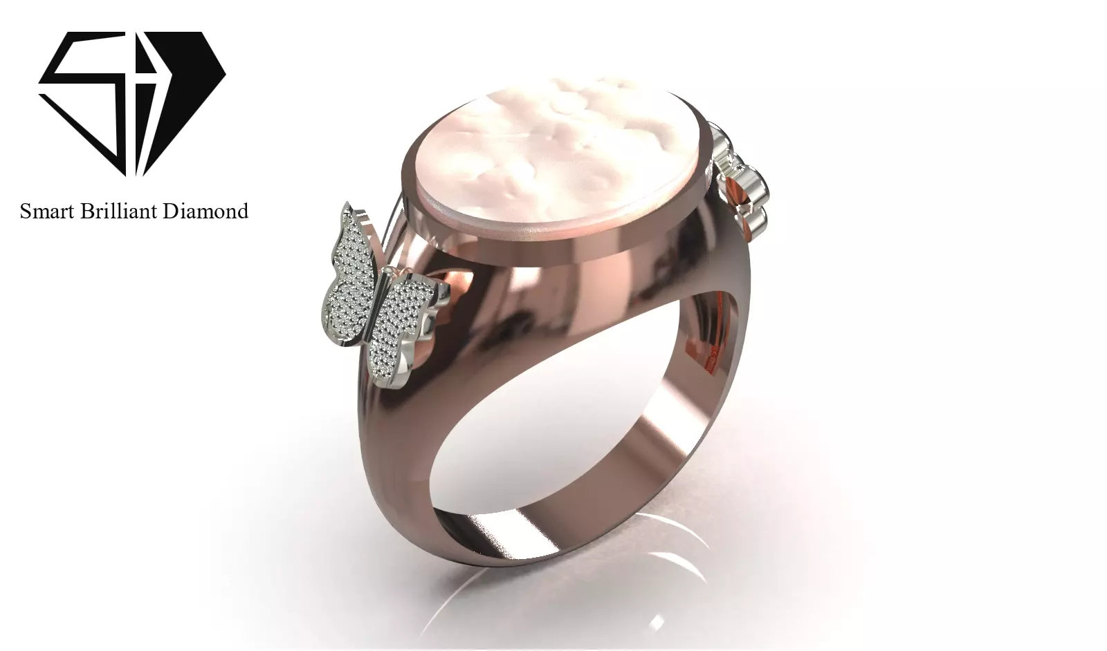 Butterfly Blossom Oval Ring CAD Model gr0197 3D print model