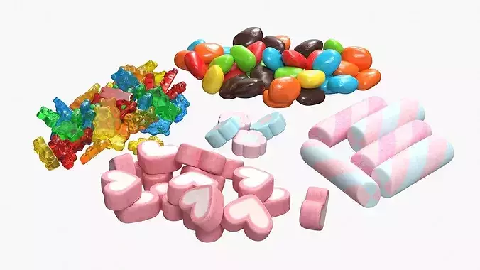 Circular Wooden Menagere with Sweets 3D model 5
