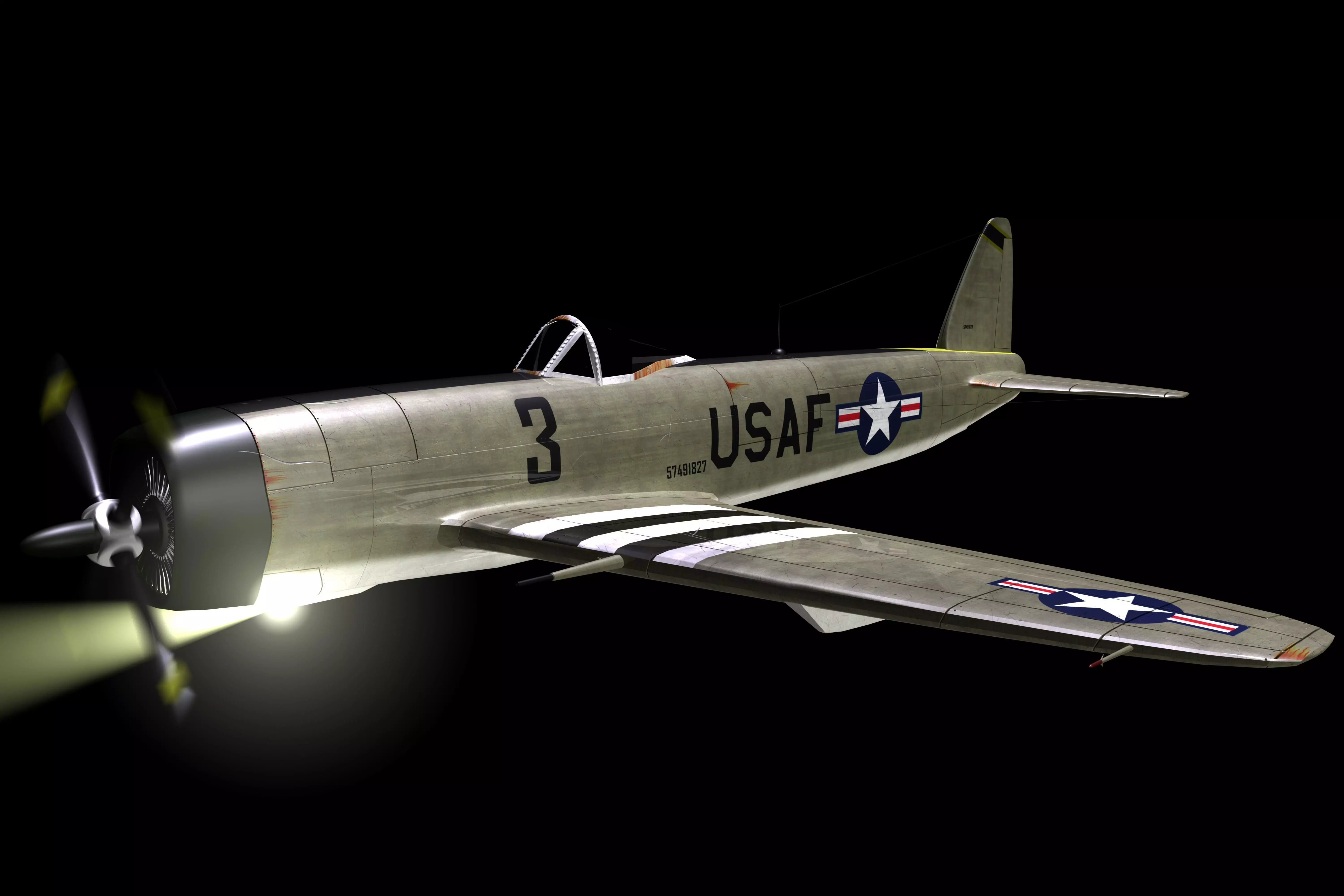 WWII USA Style Fighter Plane Free 3D model_0