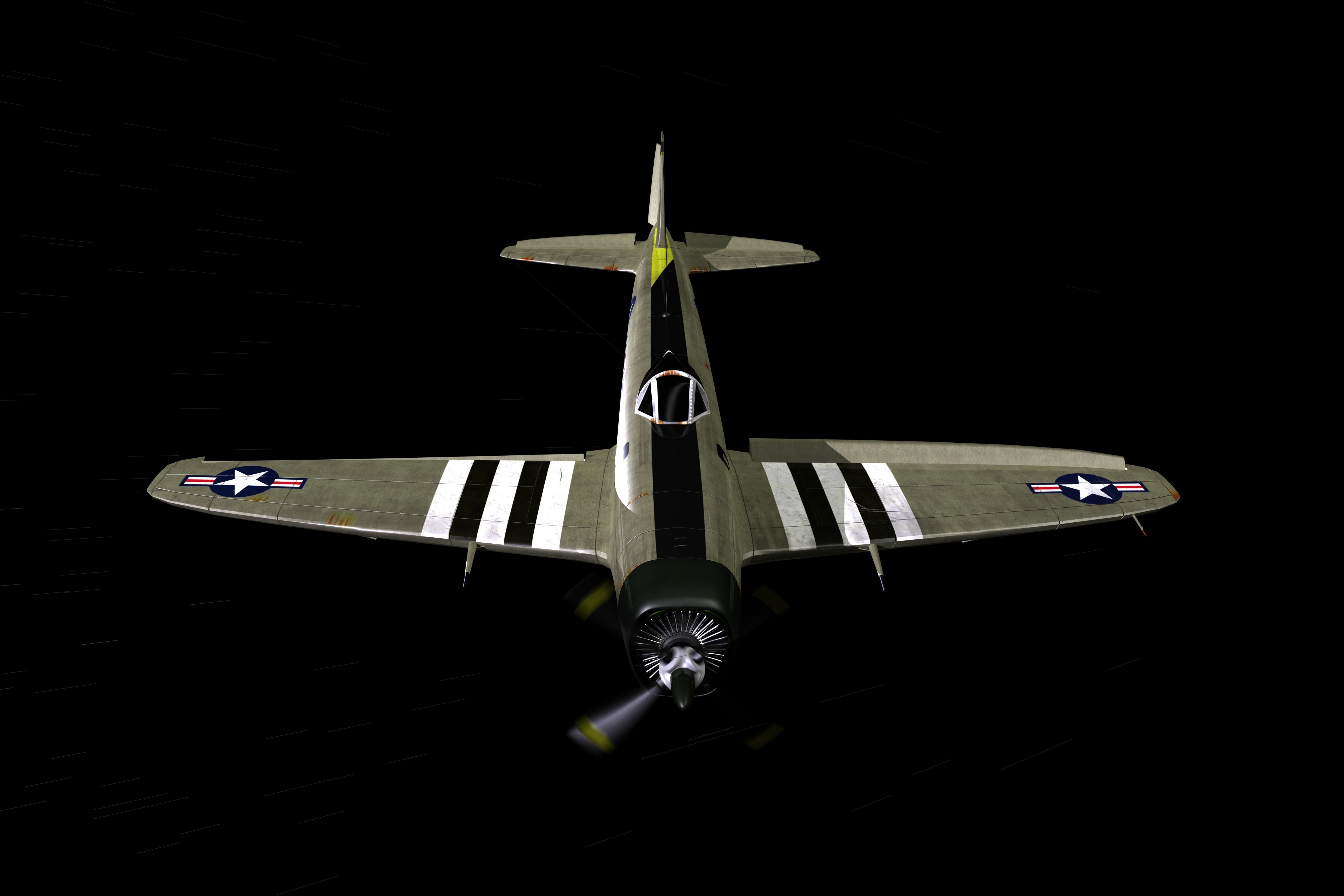 WWII USA Style Fighter Plane Free 3D model_2