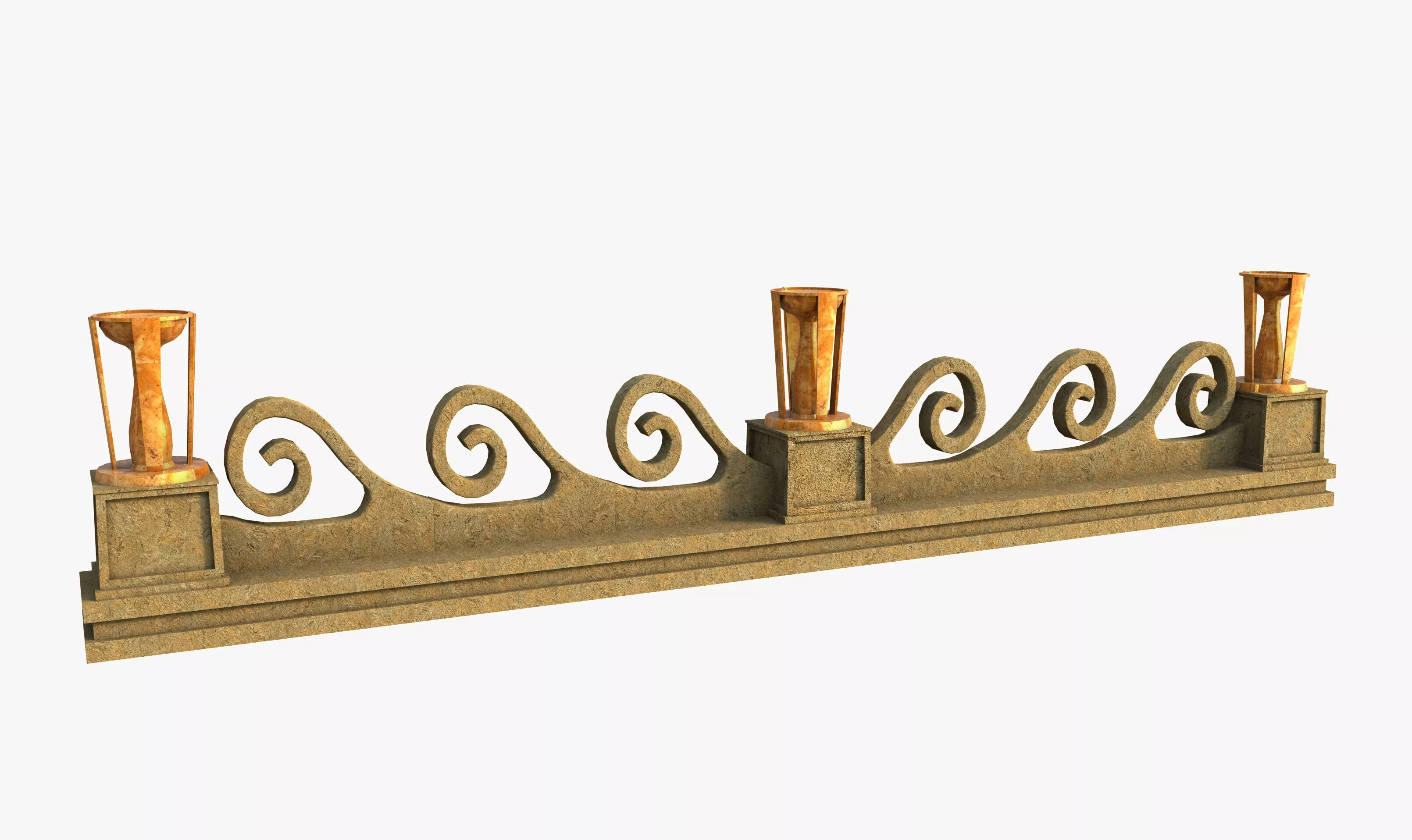 Fantasy Ancient Sea Fence Urn Free 3D model