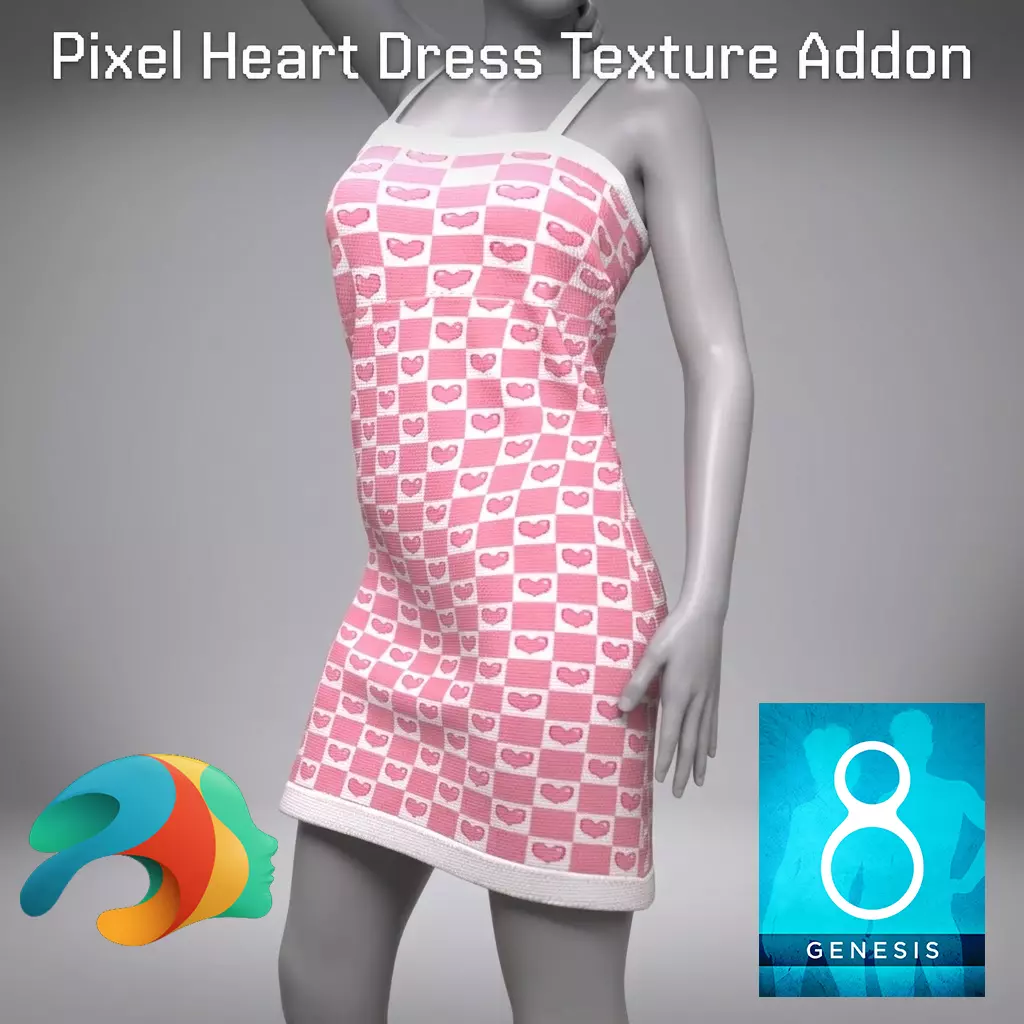 Heart Dress Bundle for Genesis 8 Female 3D model