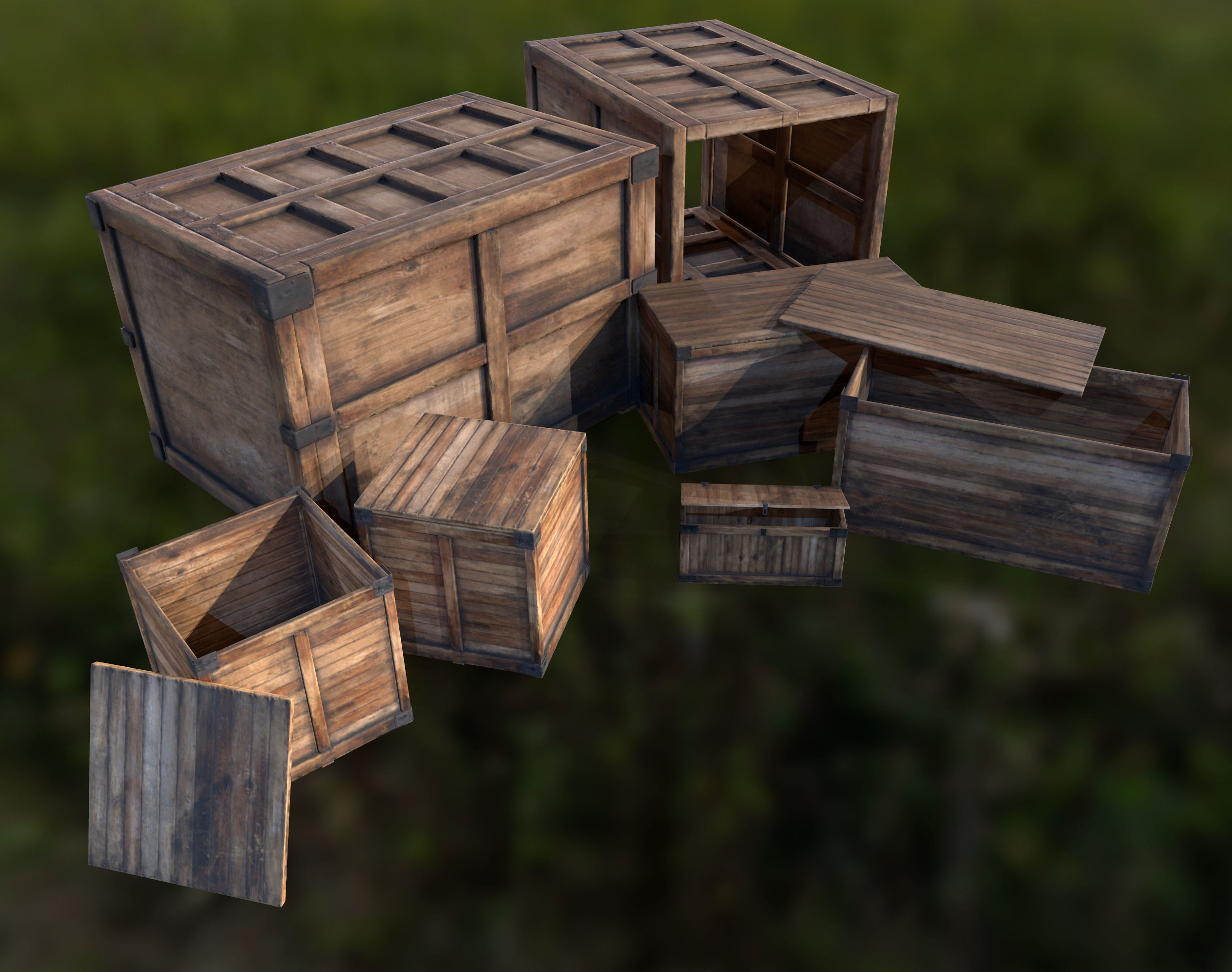 Retro Crate Collection Game Ready PBR Textures Low Poly Low-poly 3D model_3
