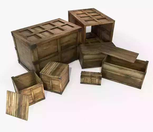 Retro Crate Collection Game Ready PBR Textures Low Poly