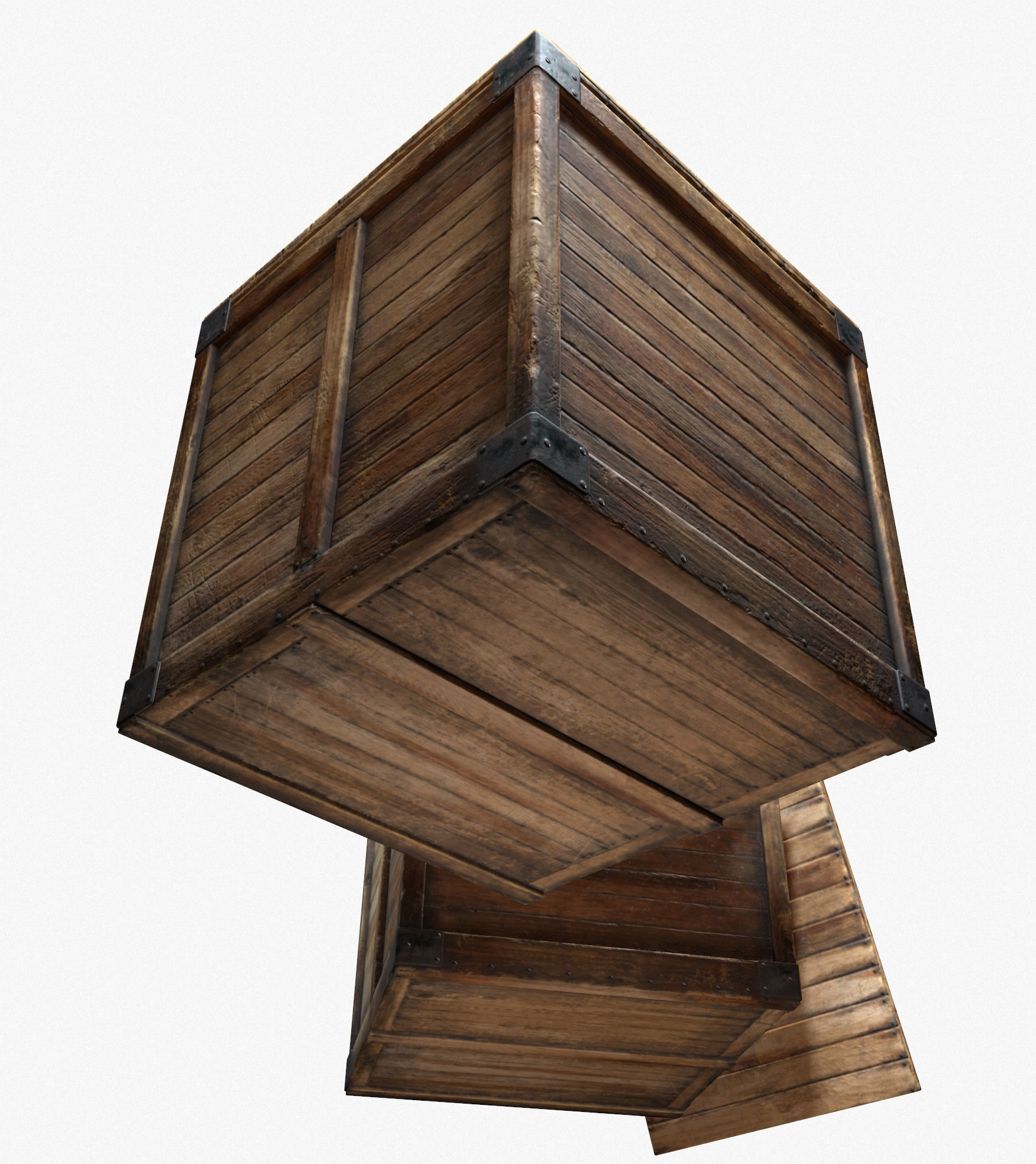 Wooden Crate Game Ready PBR Textures Low Poly Low-poly 3D model_6