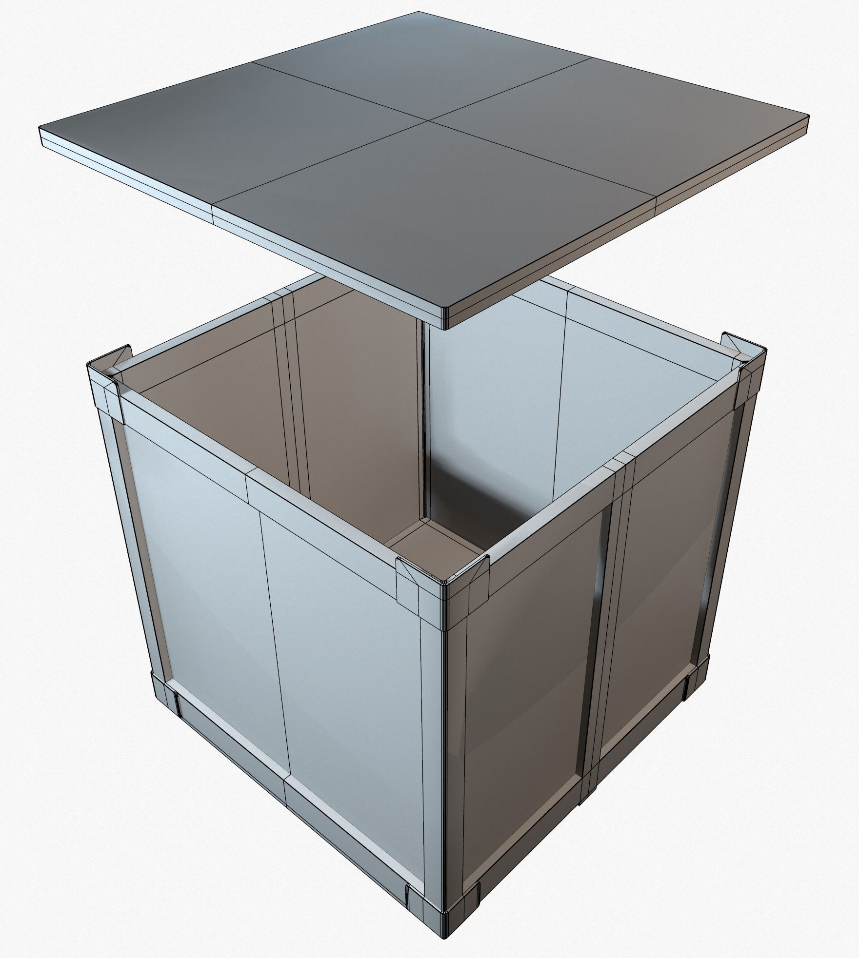 Wooden Crate Game Ready PBR Textures Low Poly Low-poly 3D model_10