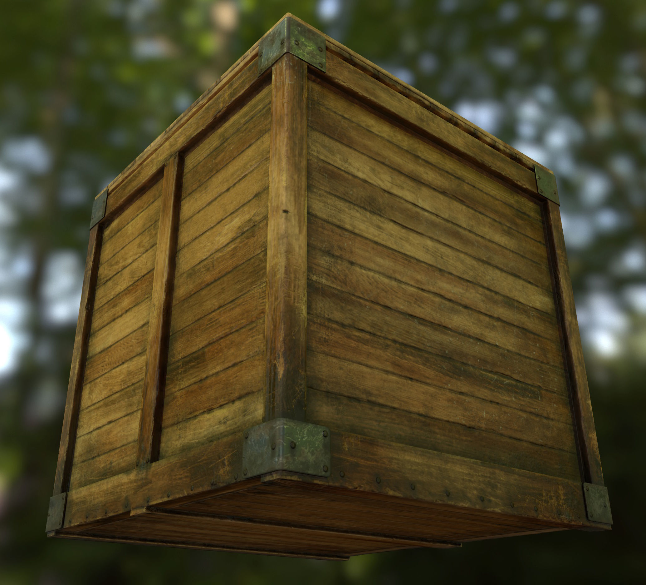 Wooden Crate Game Ready PBR Textures Low Poly Low-poly 3D model_12