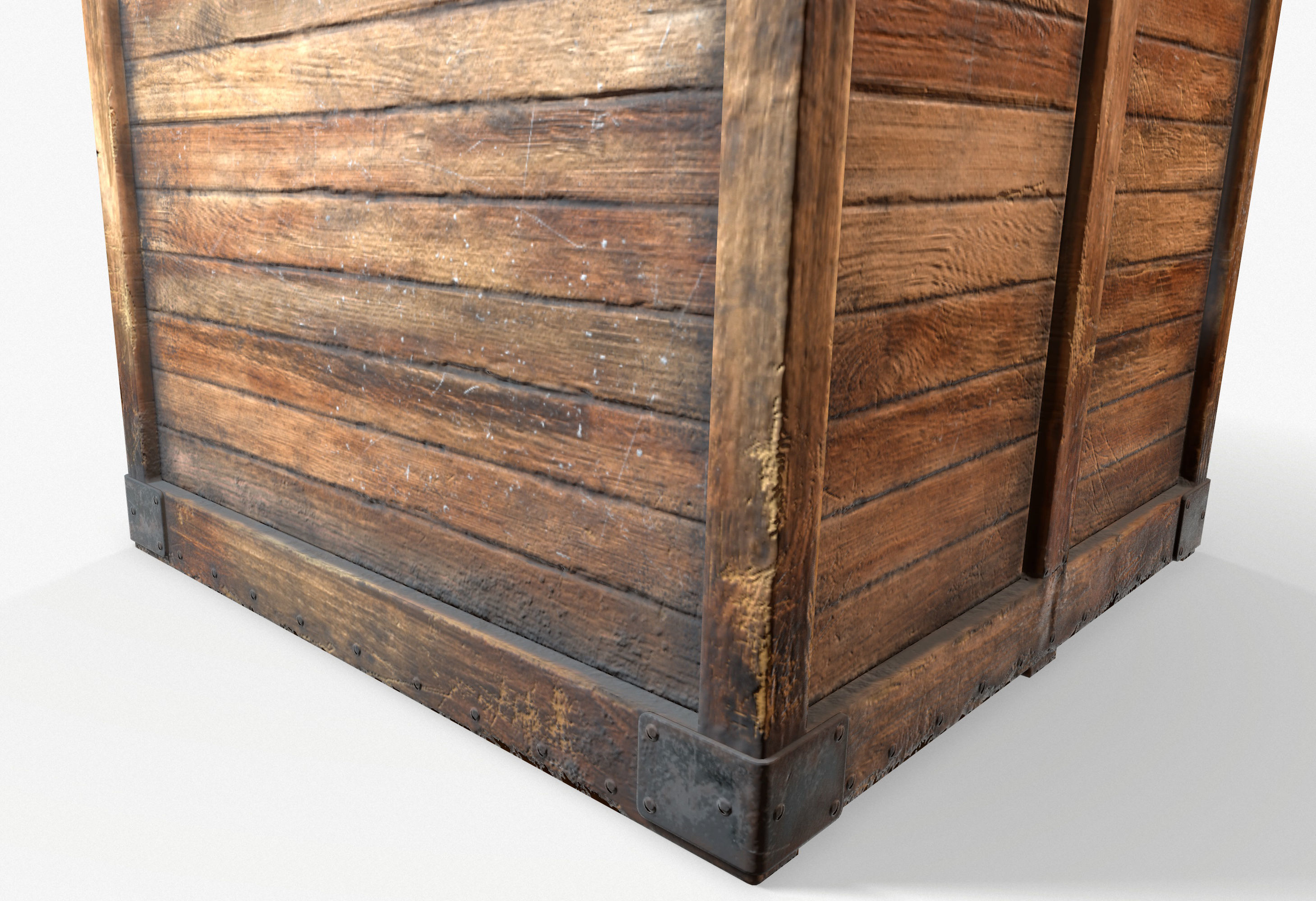 Wooden Crate Game Ready PBR Textures Low Poly Low-poly 3D model_7