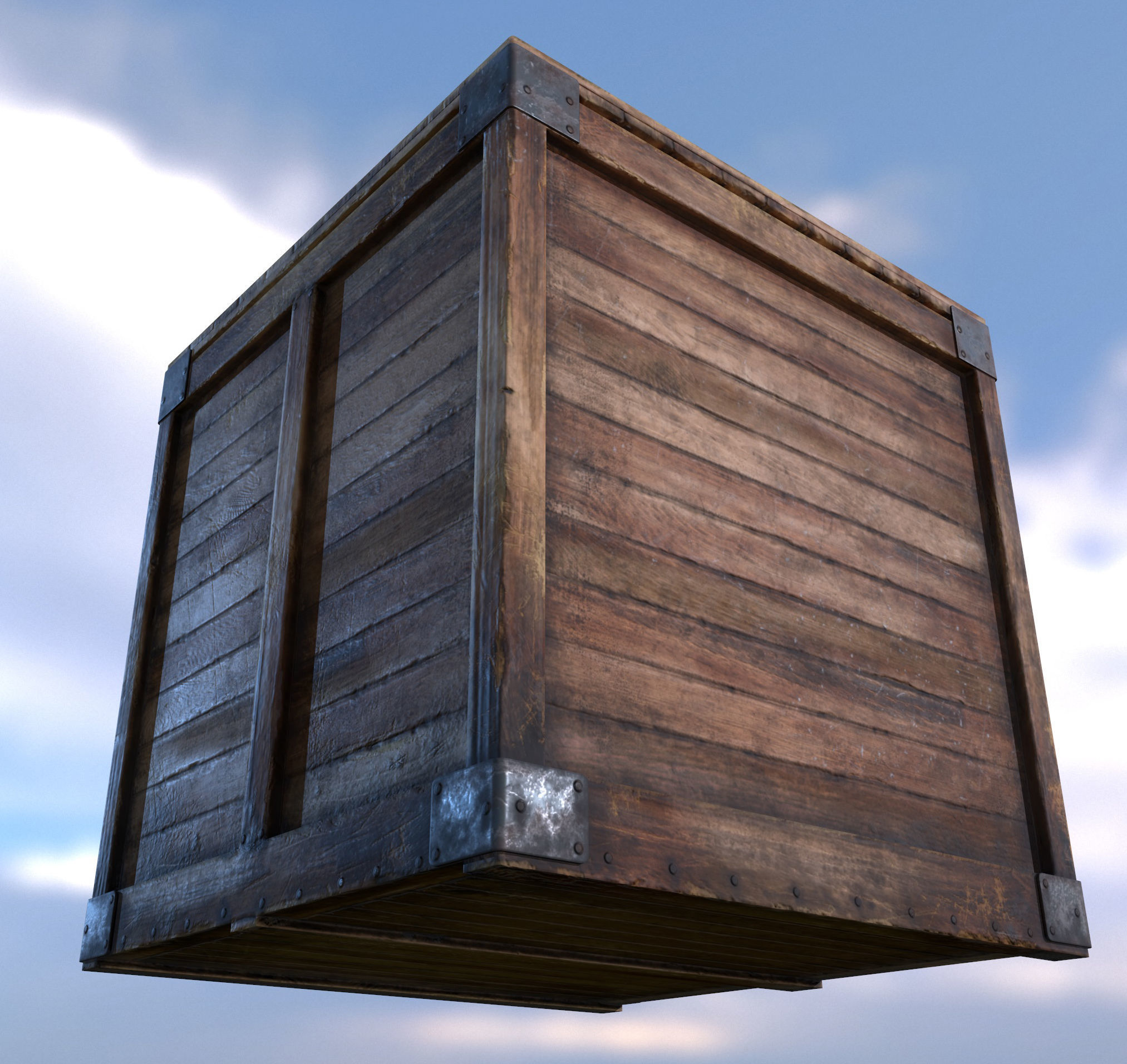 Wooden Crate Game Ready PBR Textures Low Poly Low-poly 3D model_14