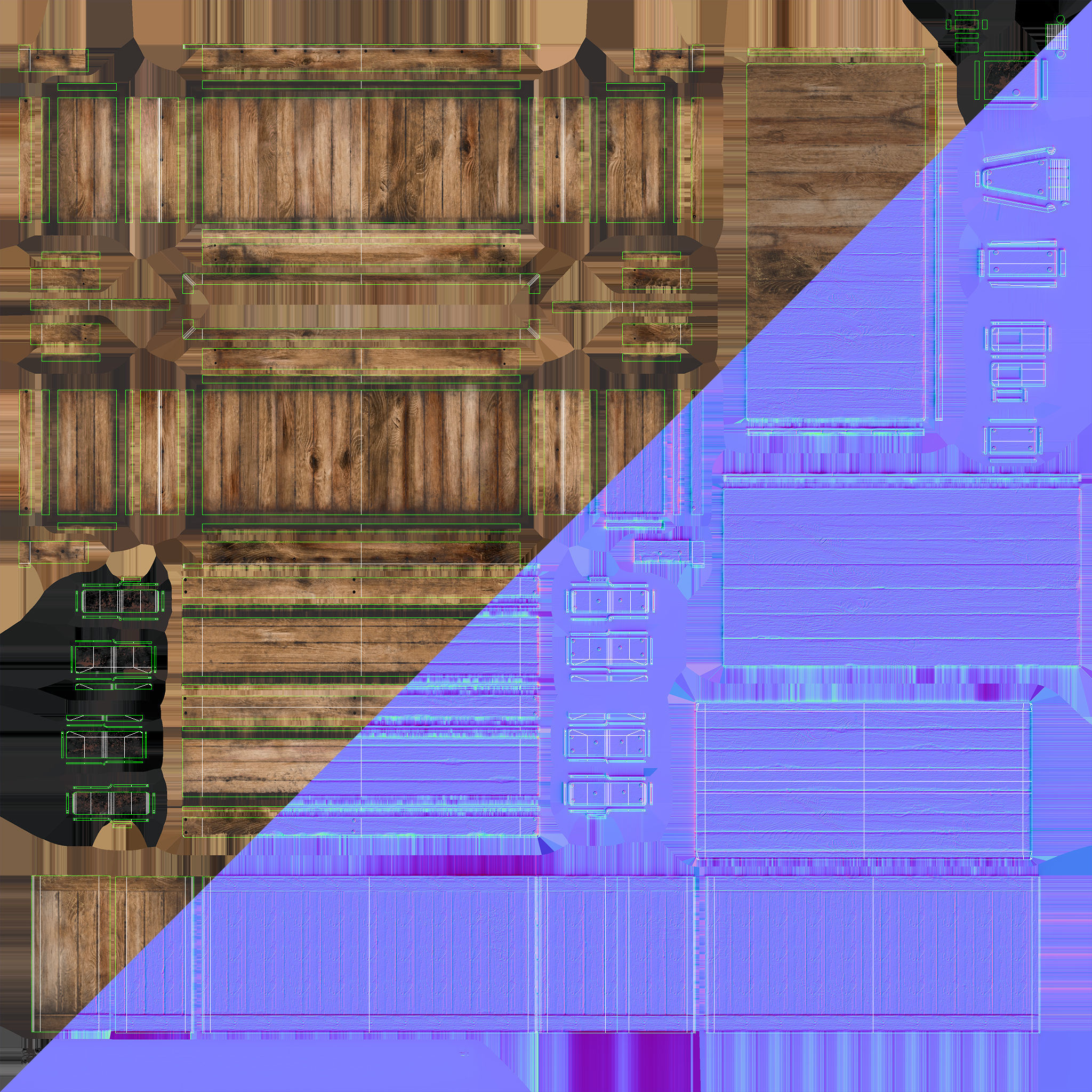 Wooden Retro Crate Game Ready PBR Textures Low Poly Low-poly 3D model_19