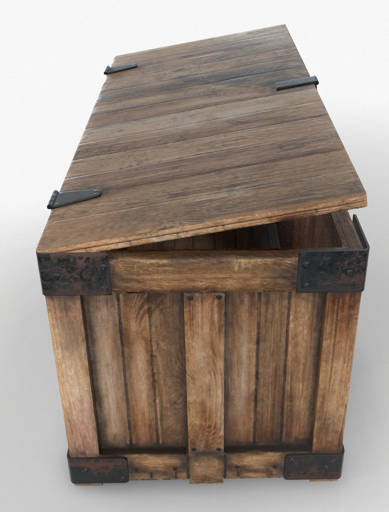 Wooden Retro Crate Game Ready PBR Textures Low Poly Low-poly 3D model_8