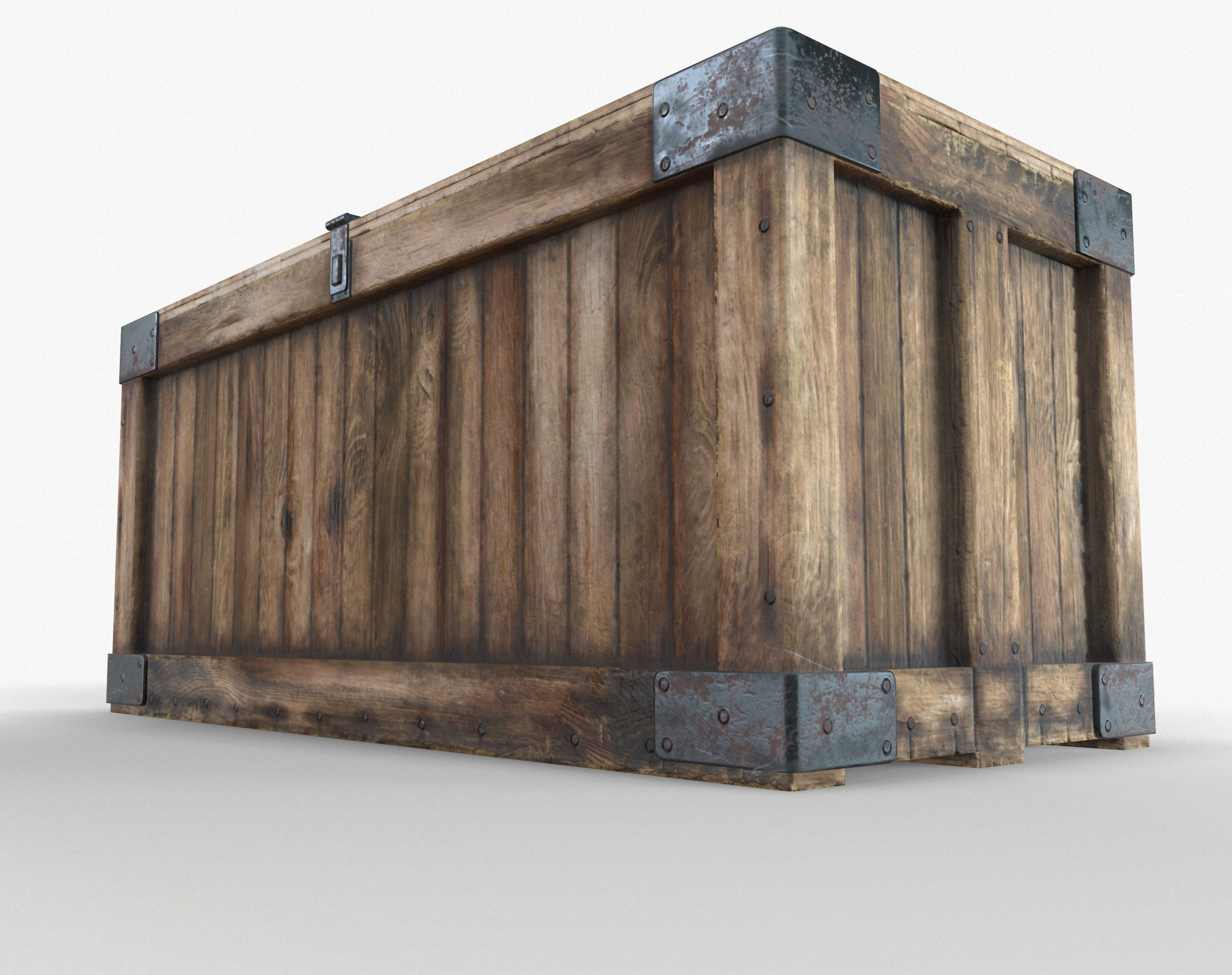 Wooden Retro Crate Game Ready PBR Textures Low Poly Low-poly 3D model_1