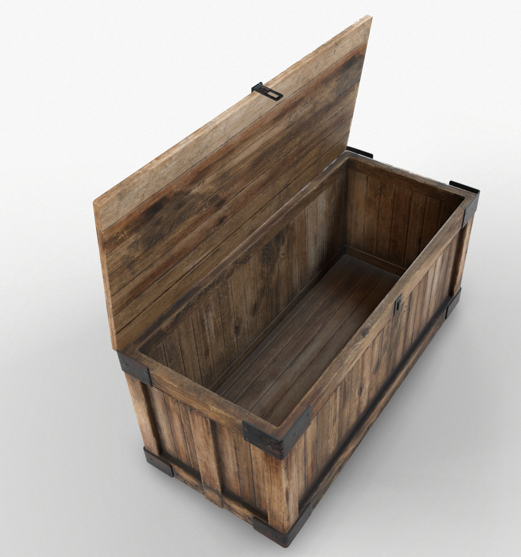 Wooden Retro Crate Game Ready PBR Textures Low Poly Low-poly 3D model_3