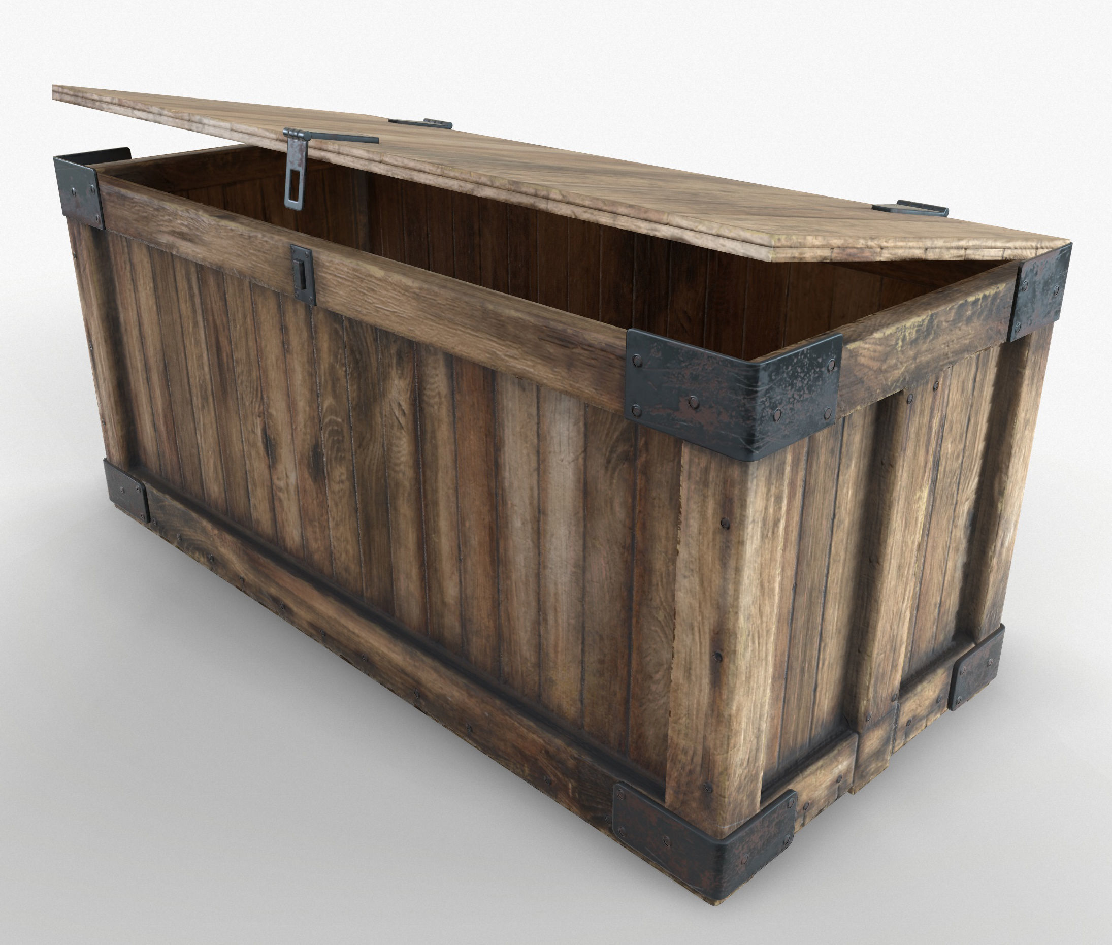 Wooden Retro Crate Game Ready PBR Textures Low Poly Low-poly 3D model_5