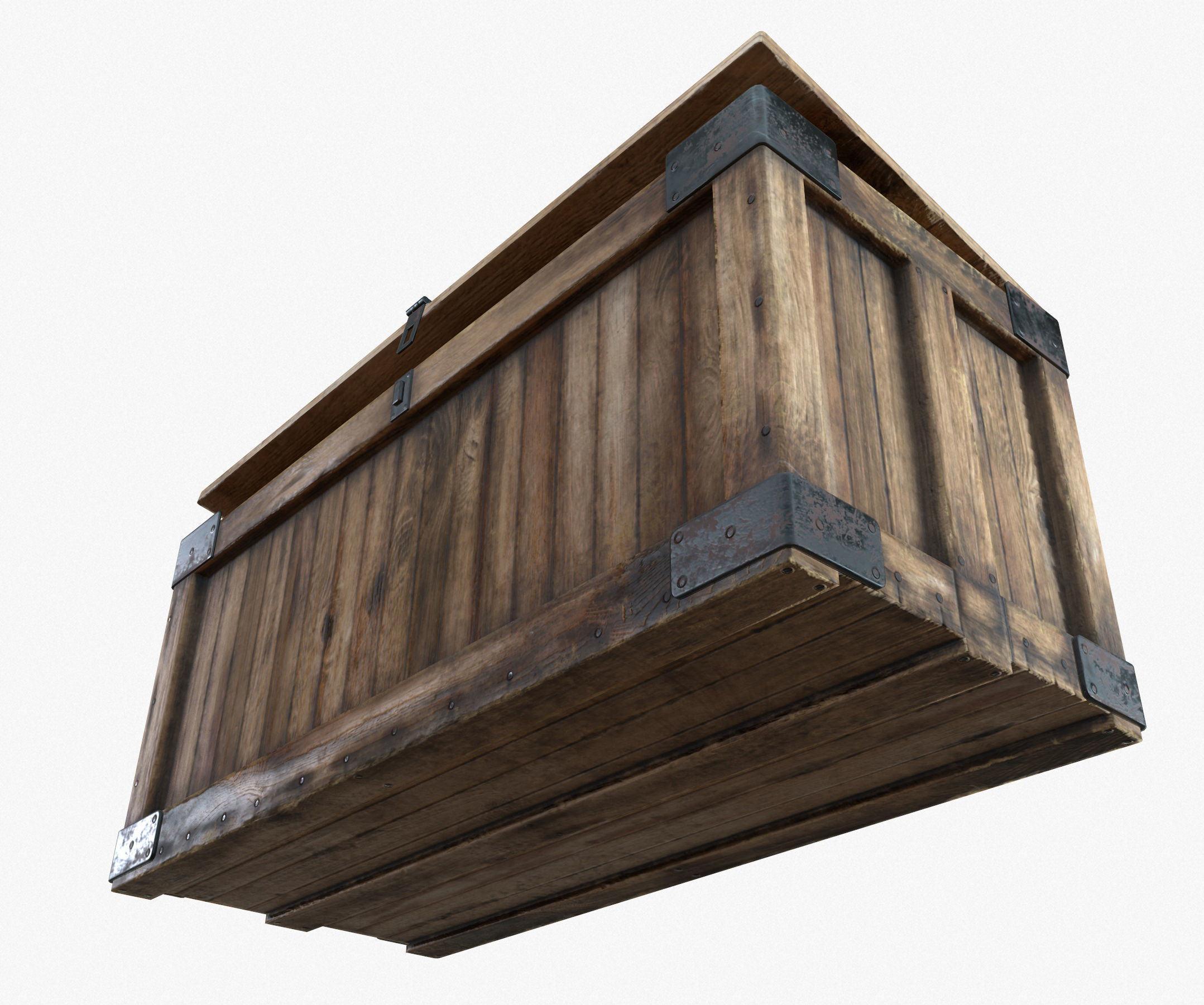 Wooden Retro Crate Game Ready PBR Textures Low Poly Low-poly 3D model_6