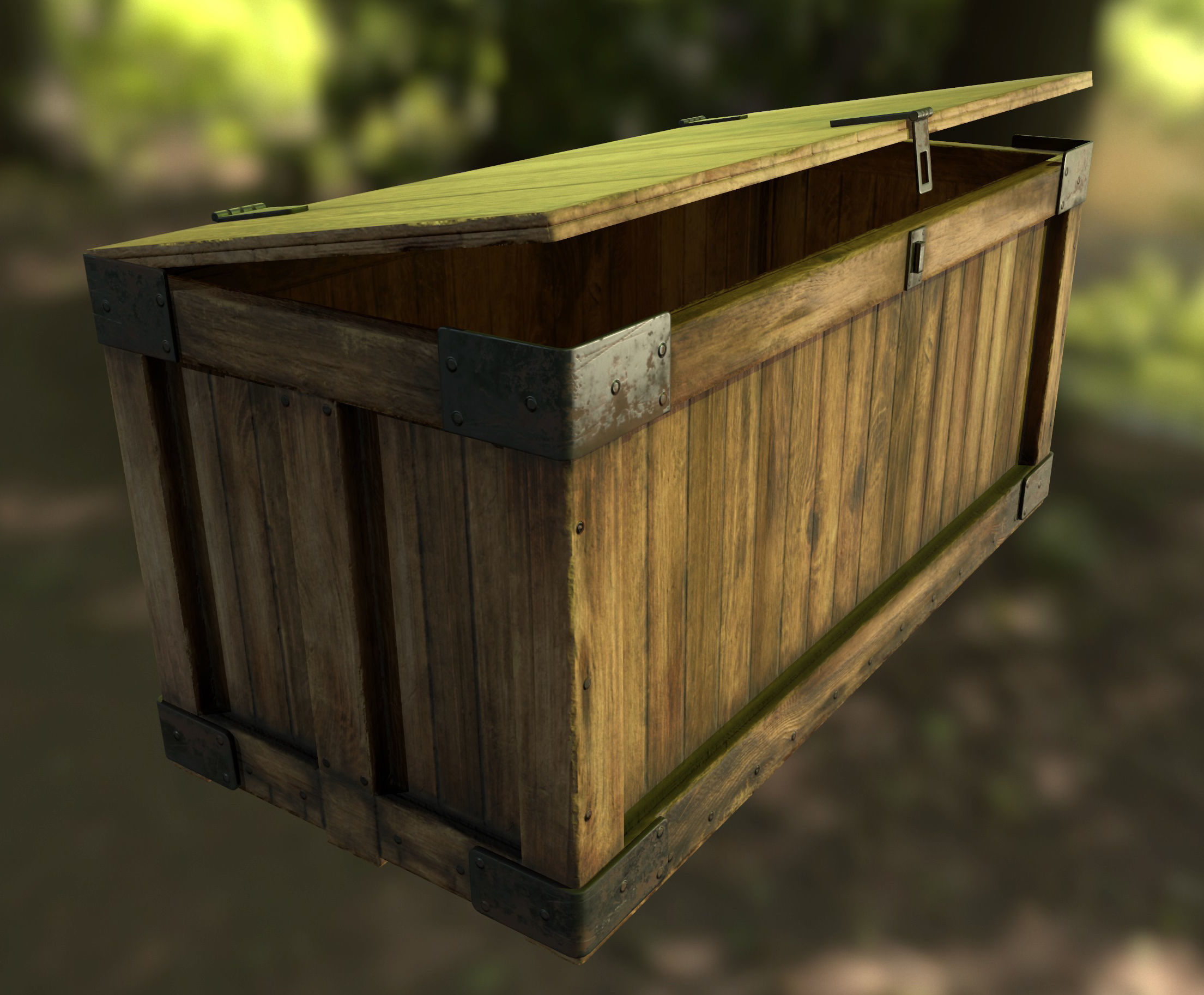 Wooden Retro Crate Game Ready PBR Textures Low Poly Low-poly 3D model_16