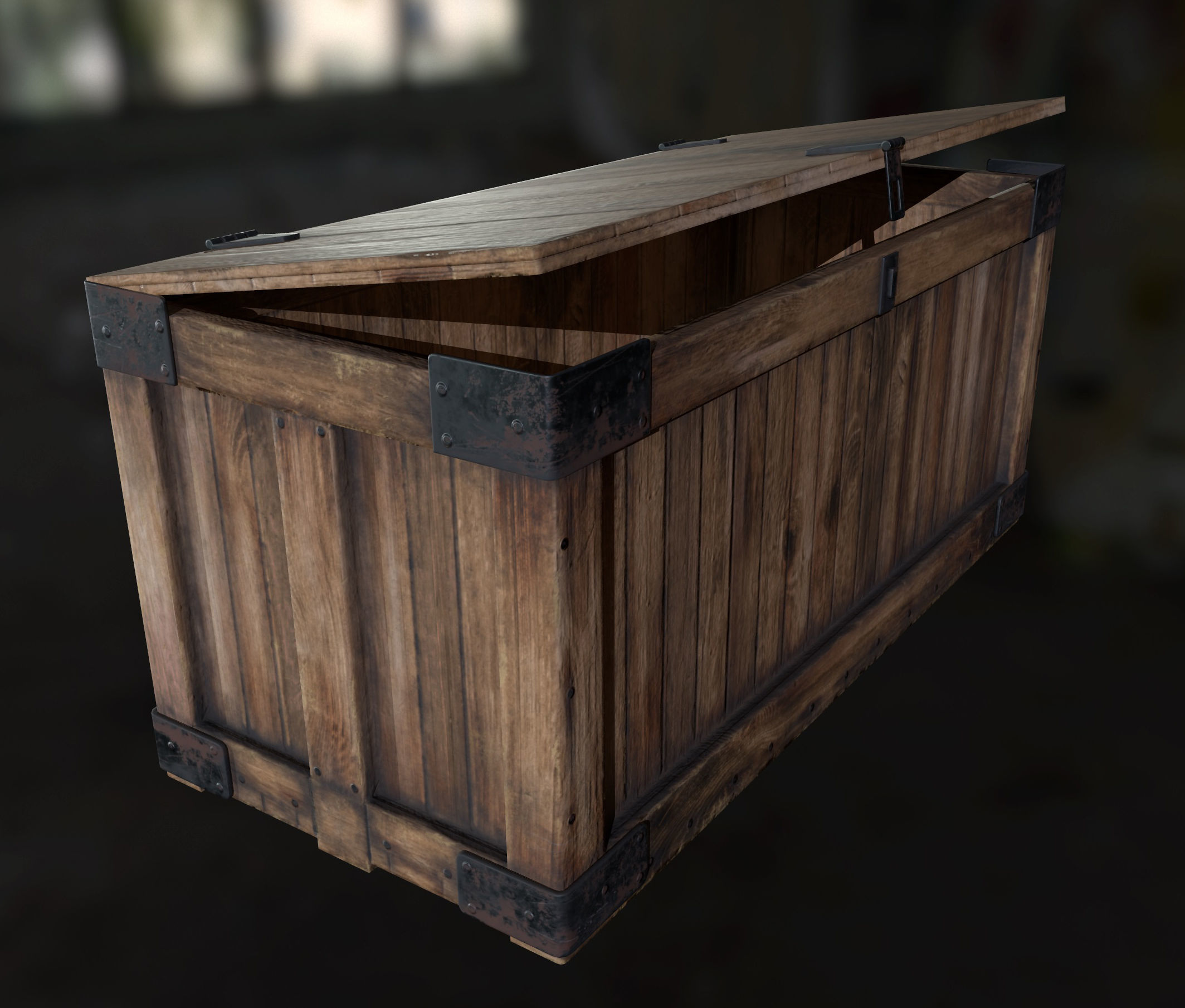 Wooden Retro Crate Game Ready PBR Textures Low Poly Low-poly 3D model_17