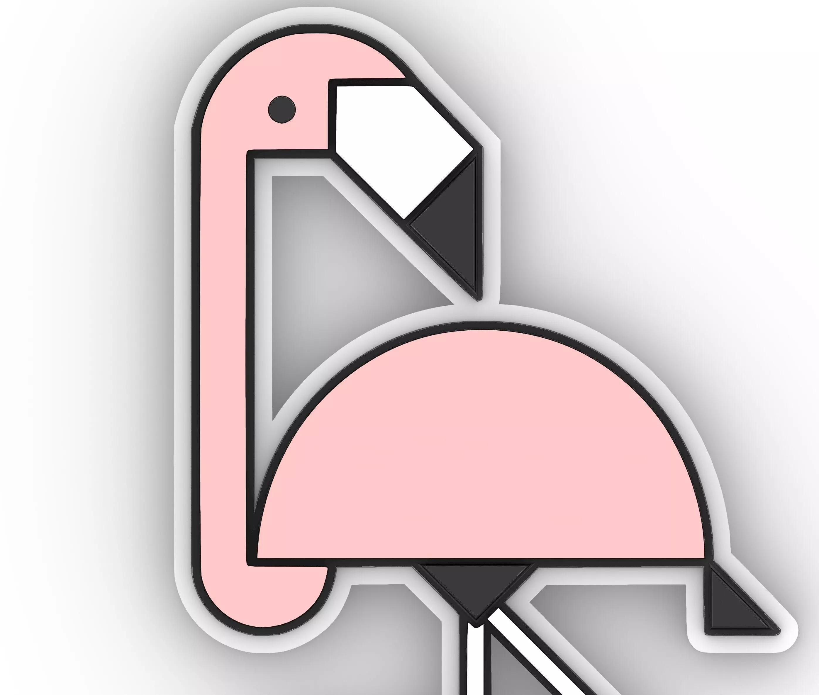 Geometric Flamingo Logo Wall Art No AMS 3D print model