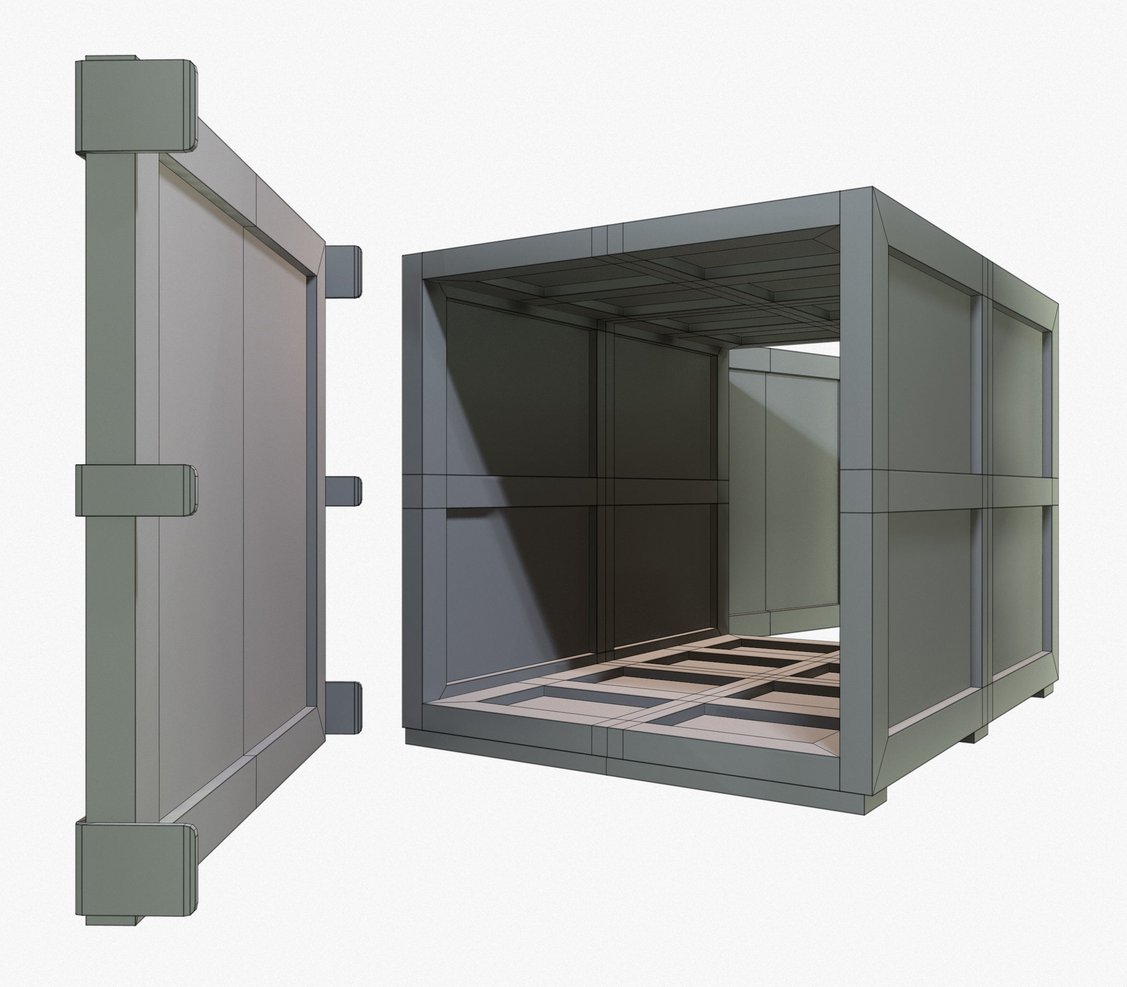 3D Wooden Crate Game Ready PBR Textures Low Poly Low-poly 3D model_12