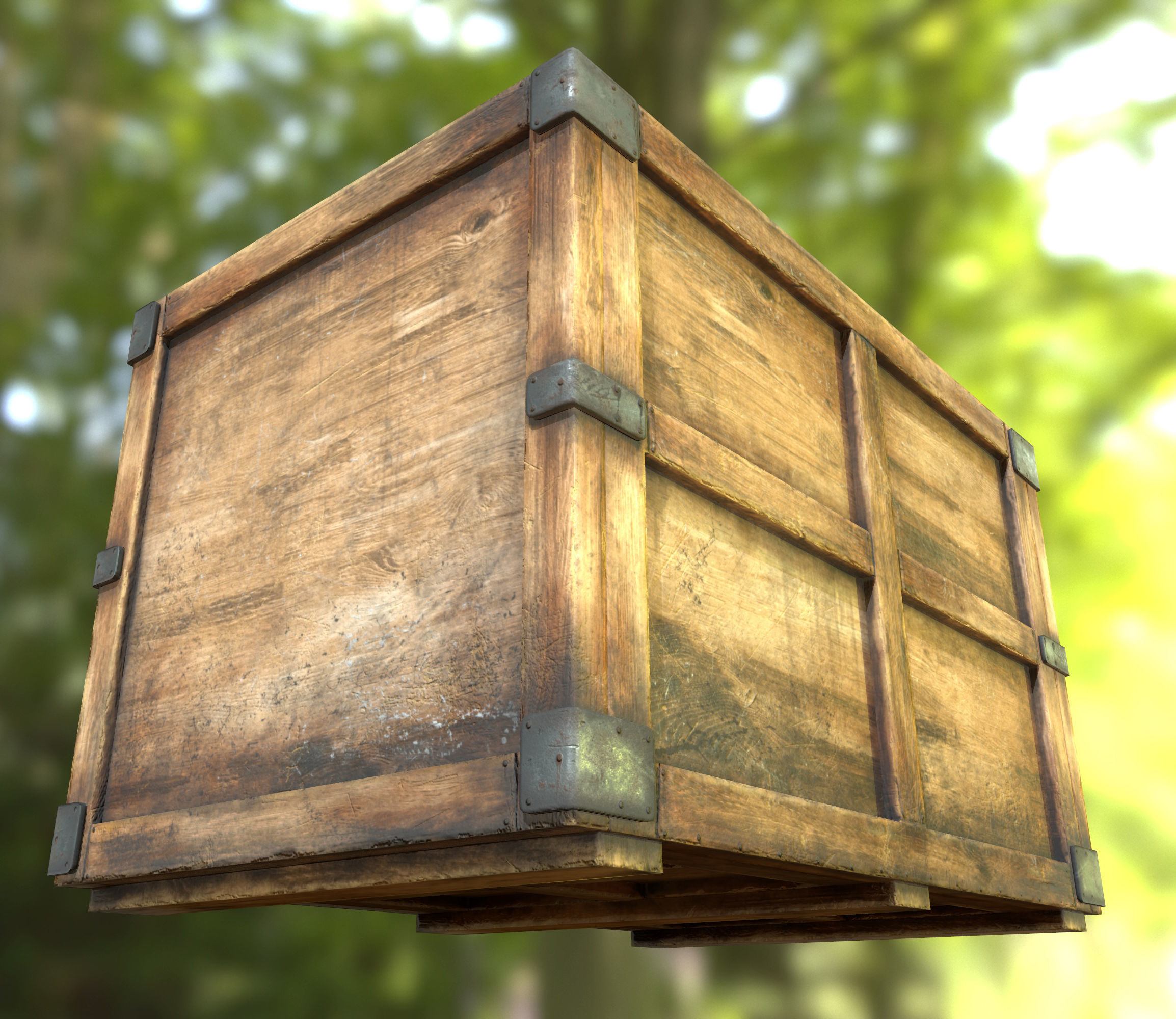 3D Wooden Crate Game Ready PBR Textures Low Poly Low-poly 3D model_16