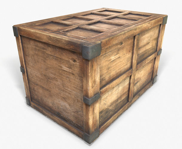 3D Wooden Crate Game Ready PBR Textures Low Poly Low-poly 3D model